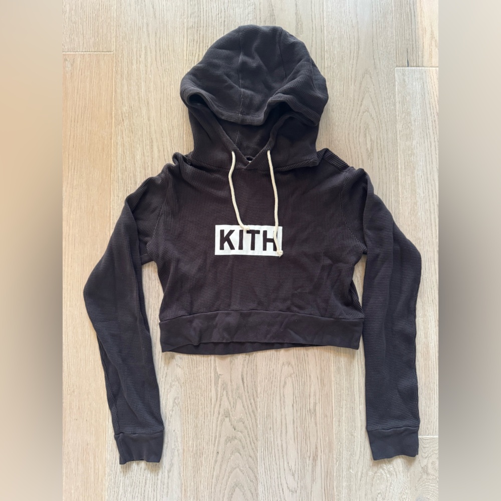 KITH X CALUX WAFFLE HOODIE - BLACK